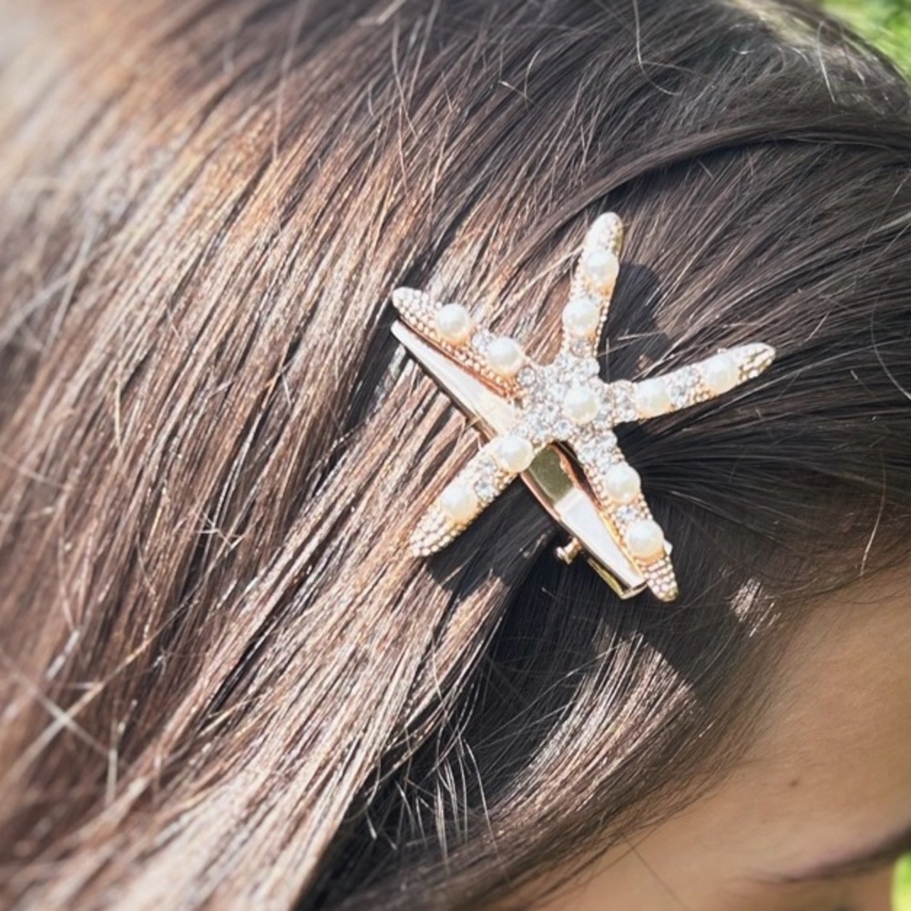 Gold Metal Star Fish Hair Clip Fashion Hair Accessories beach ocean barrette